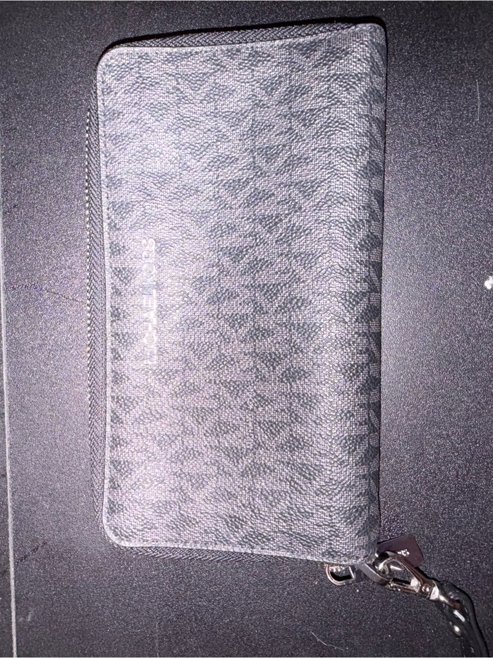 Michael Kors Black Logo-Print Wristlet with Silver Hardware
